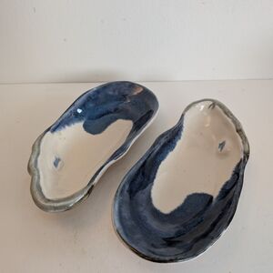 Ceramic Oyster Dishes Mussels & More Pottery, Set Of 2